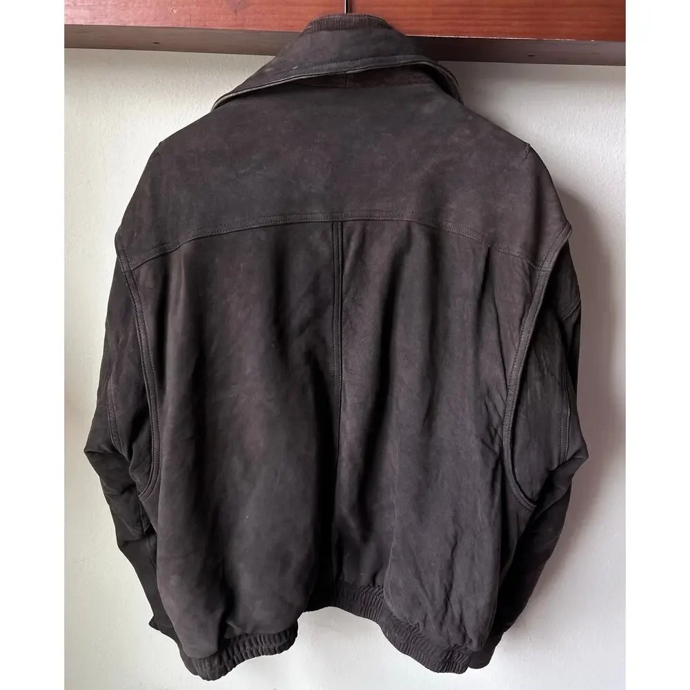 Vintage Abercrombie & Fitch Leather Bomber Jacket Size L Brown Flight